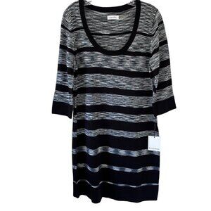 Calvin Klein NWT Lightweight Knee Length Striped Sweater Dress Size Large